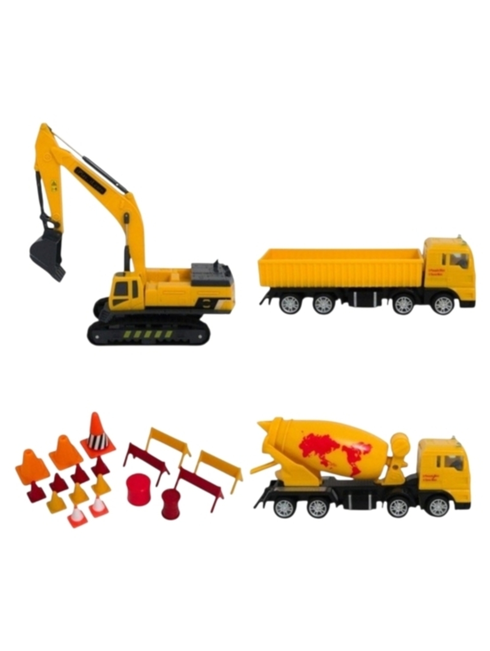 iPlay iLearn Construction Vehicle Toy Set- Cement Mixer, Excavator, Cargo Truck